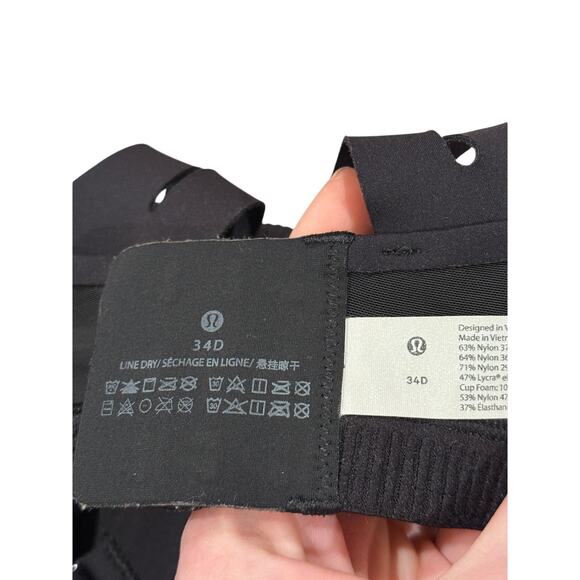 (34D) $98 Lululemon AirSupport Bra *High Support, C-DDD Cups Black /Asphalt Grey - Picture 7 of 7